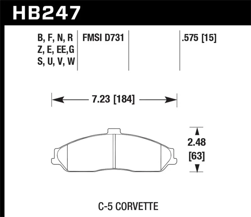 HAWK HAWKHB247G.575 04-09 Cadillac XLR / 01-04 Corvette Z06/ 05-06 Pontiac GTO DTC-60 Race Front Brake Pads