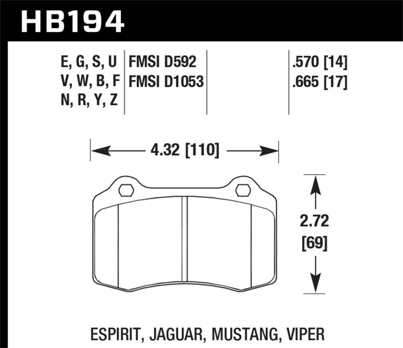 HAWK HAWKHB194W.570 04-11 Chry 300C/06-14 Jeep Grand Cherokee SRT-8 /10-14 Chevy Camaro SS Race DTC-30 Brake Pads №1