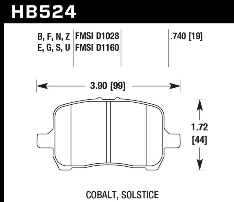 HAWK HAWKHB524F.740 05-07 Cobalt SS / 08-09 HHR / 04+ Malibu / 07A+ G5 GT / 06+ G6 / HPS Street Front Brake Pads №2