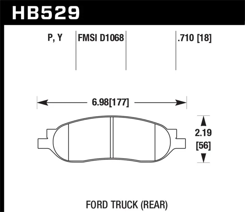 HAWK HAWKHB529P.710 05-07 Ford F-250/F-350 SuperDuty Street Rear Brake Pads №1