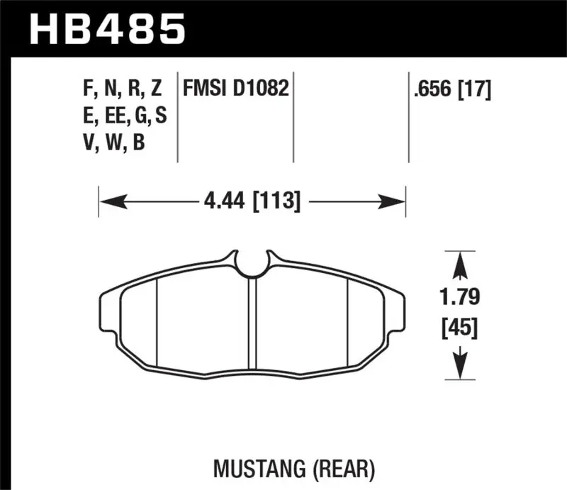 HAWK HAWKHB485N.656 05-07 Ford Mustang GT & V6 HP+ Street Rear Brake Pads №1