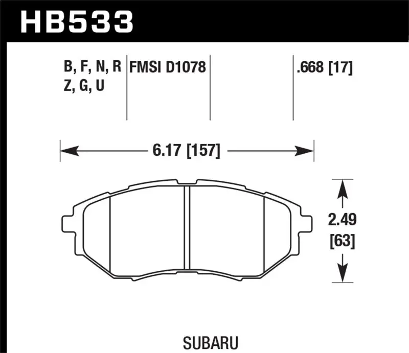 HAWK HAWKHB533G.668 05-08 LGT D1078 DTC-60 Race Front Brake Pads