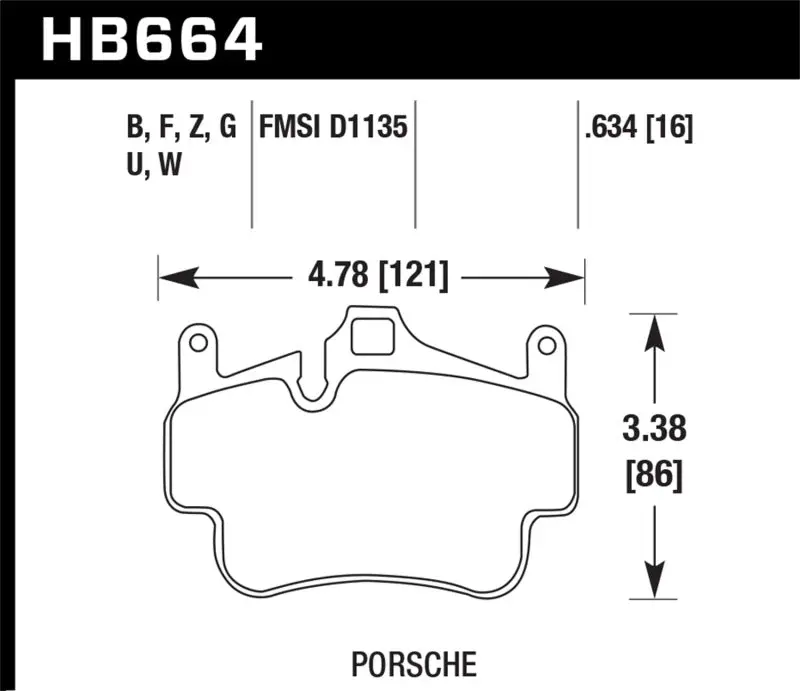 HAWK HAWKHB664G.634 05-08 Porsche 911 Carrera / 08 Boxster / 07-08 Cayman Front DTC-60 Brake Pads