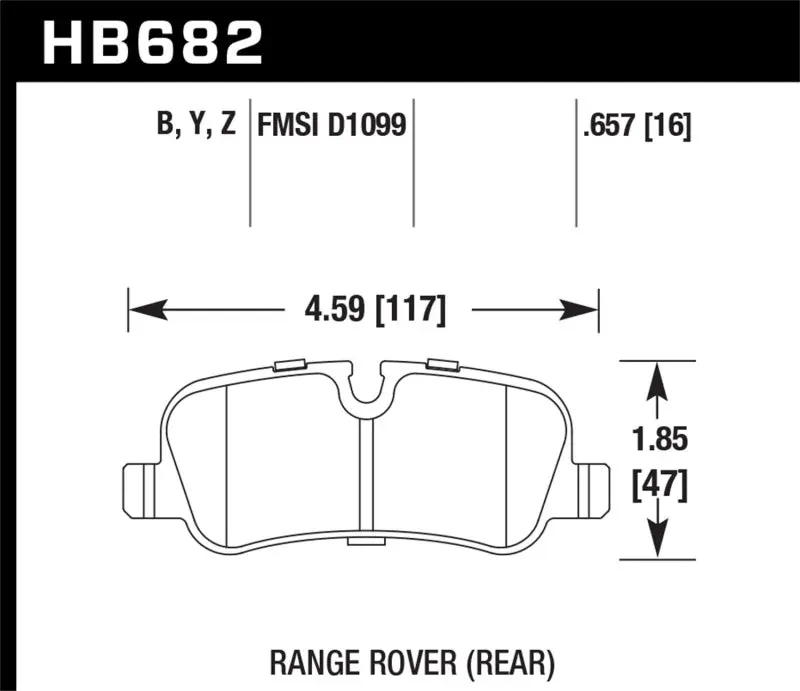 HAWK HAWKHB682Y.657 05-09 Range Rover LR3 D1099 LTS Street Rear Brake Pads №1