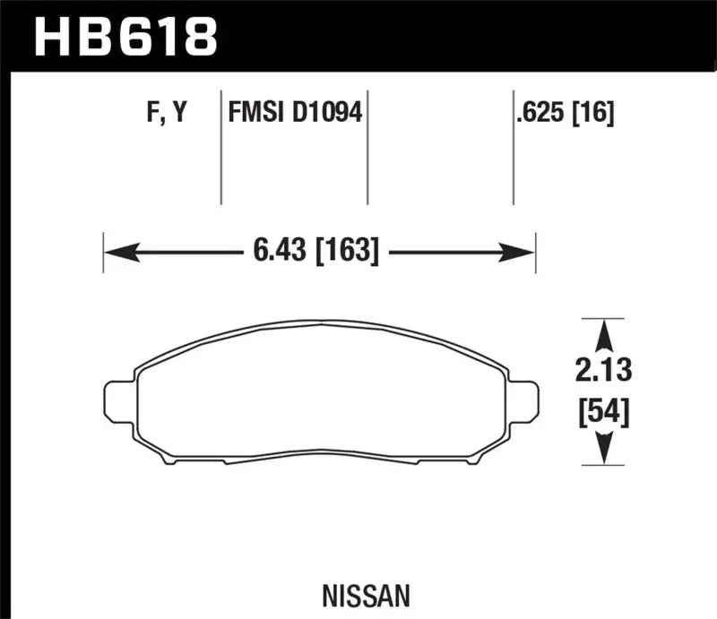 HAWK HAWKHB618Y.625 05-10 Nissan Frontier / 05-07 Nissan Pathfinder / 09-10 Pathfinder 4.0L / 05-10 Nissan Xtrerra №3