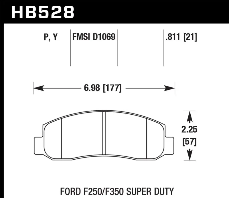 HAWK HAWKHB528Y.811 05-11 F-250/F-350 Super Duty Pickup / 11 F-550 Super Duty Pickup Front LTS Street Brake Pads