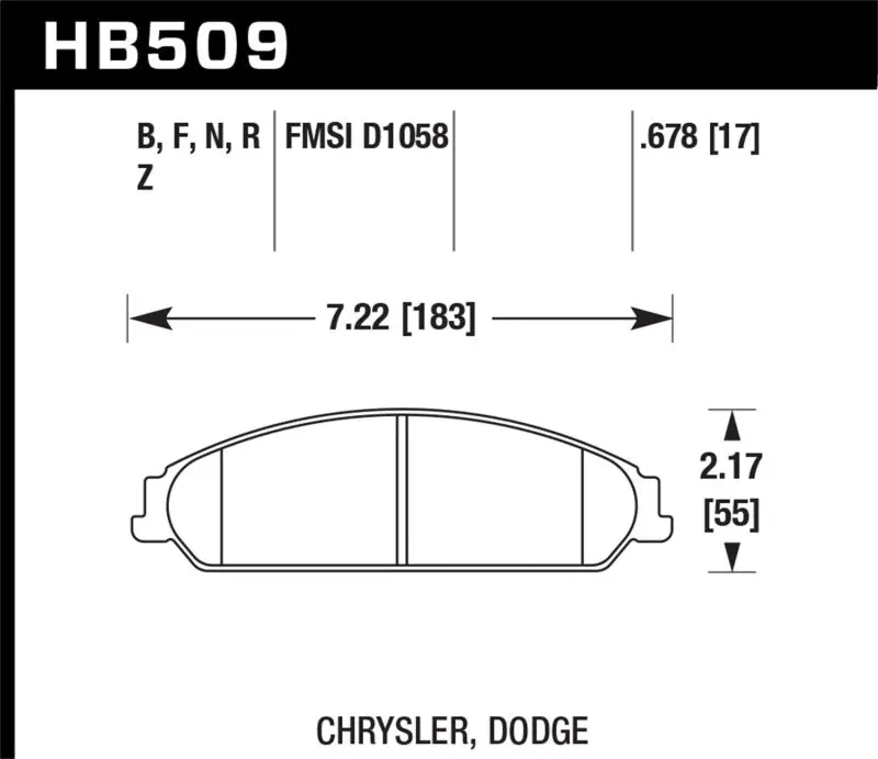 HAWK HAWKHB509N.678 05-16 Chrysler 300 / 06-16 Dodge Charger / 08-16 Dodge Challenger HP+ Street Front Brake Pads