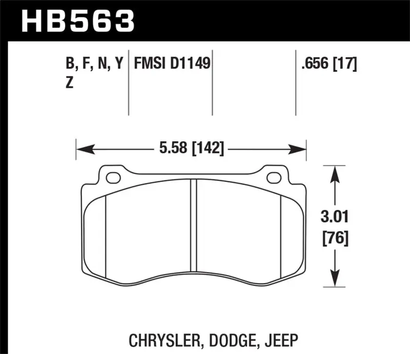 HAWK HAWKHB563F.656 06-07 Dodge Magnum SRT8 / 06-09 Challenger SRT8 / 05-07/09 Chrysler 300 C SRT8 HPS Street Front №2