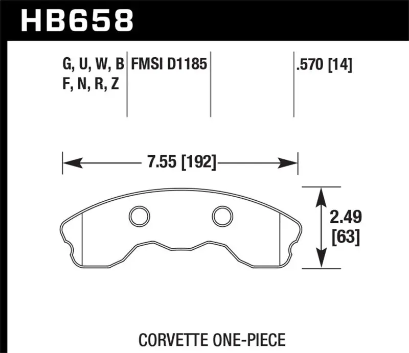 HAWK HAWKHB658Z.570 06-10 Chevy Corvette (Improved Pad Design) Front Ceramic Sreet Brake Pads №1