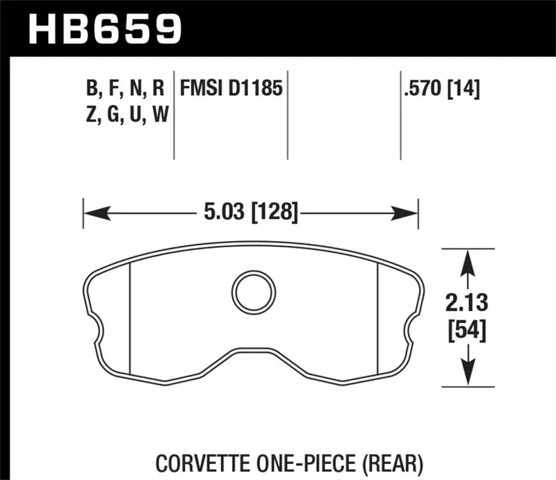 HAWK HAWKHB659N.570 06-10 Chevy Corvette (Improved Pad Design) Rear HP+ Sreet Brake Pads №1