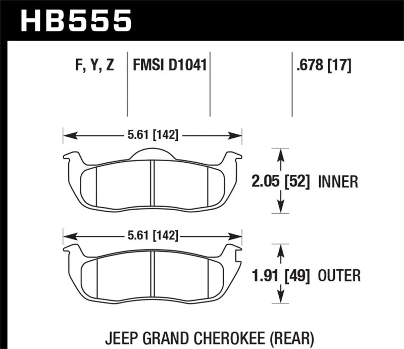 HAWK HAWKHB555Y.678 06-10 Jeep Commander / 05-10 Grand Cherokee / 05-10 Armada / 04 Pathfinder / 04-10 Tital 5.6L /