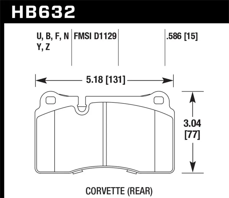 HAWK HAWKHB632Z.586 06-10 VW Touareg Front / 09-11 Corvette Z06/ZR-1 (W/Carbon Ceramic Brake Package And Iron Rotor №2