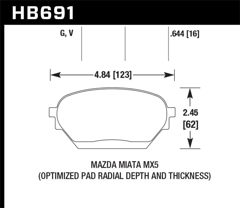 HAWK HAWKHB691G.644 06-14 Mazda MX-5 DTC-60 Race Front Brake Pads №1