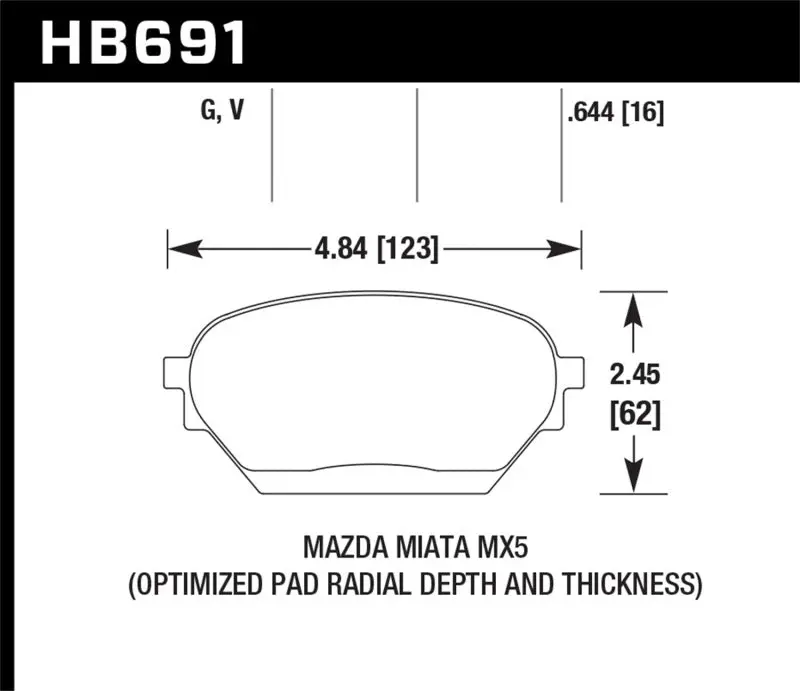 HAWK HAWKHB691G.644 06-14 Mazda MX-5 DTC-60 Race Front Brake Pads №2