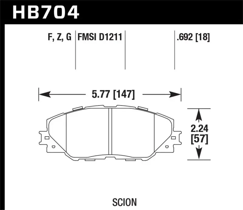 HAWK HAWKHB704B.692 06-16 Toyota RAV4 HPS 5.0 Front Brake Pads