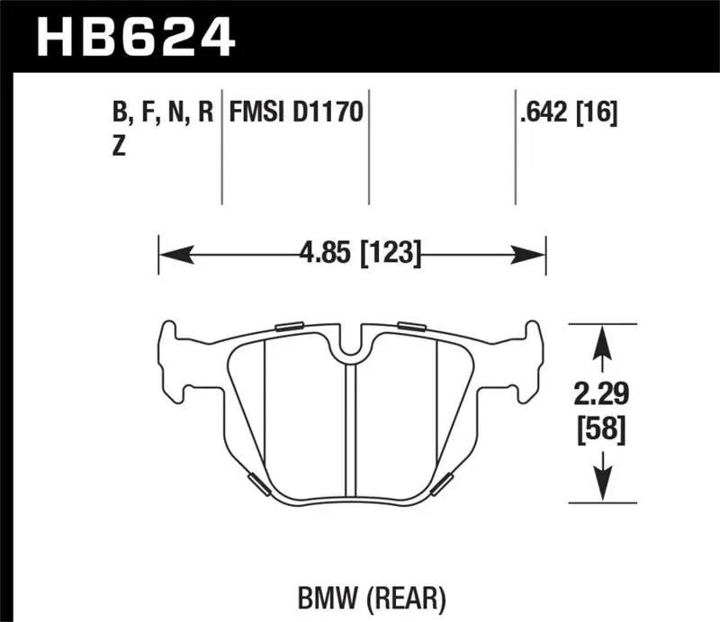 HAWK HAWKHB624N.642 06 BMW 330i/330xi / 07-09 335i / 07-08 335xi / 09 335d / 08-09 328i HP+ Street Rear Brake Pads №1