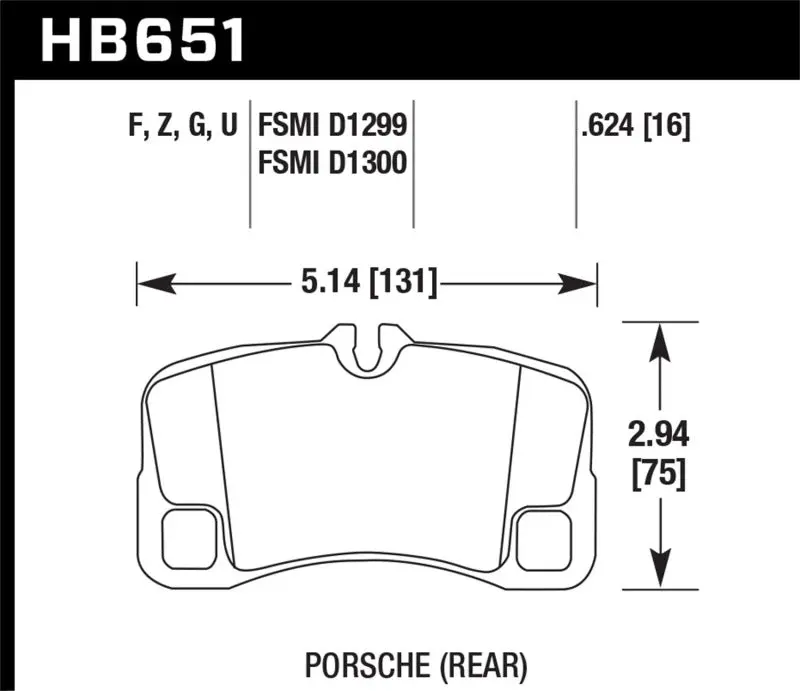 HAWK HAWKHB651Z.624 07-08 Porsche 911 Turbo/911 GT3/911 GT3 CUP Rear Ceramic Street Brake Pads №1