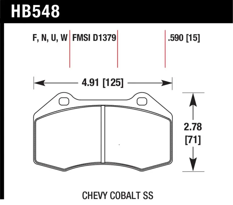 HAWK HAWKHB548W.510 07-10 Chevy Cobalt W/Brembo Front Calipers DTC-30 Front Race Pads