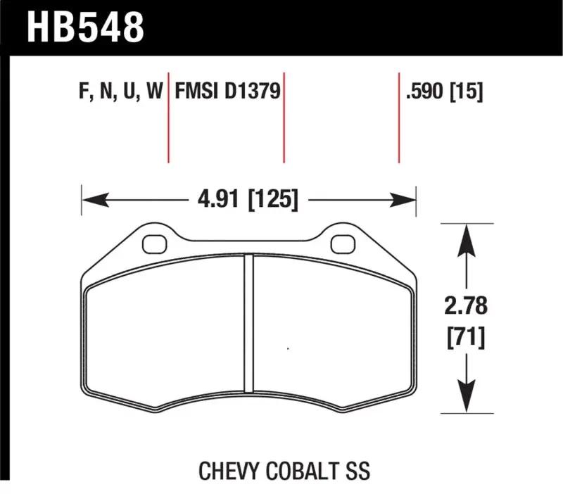 HAWK HAWKHB548W.510 07-10 Chevy Cobalt W/Brembo Front Calipers DTC-30 Front Race Pads №3