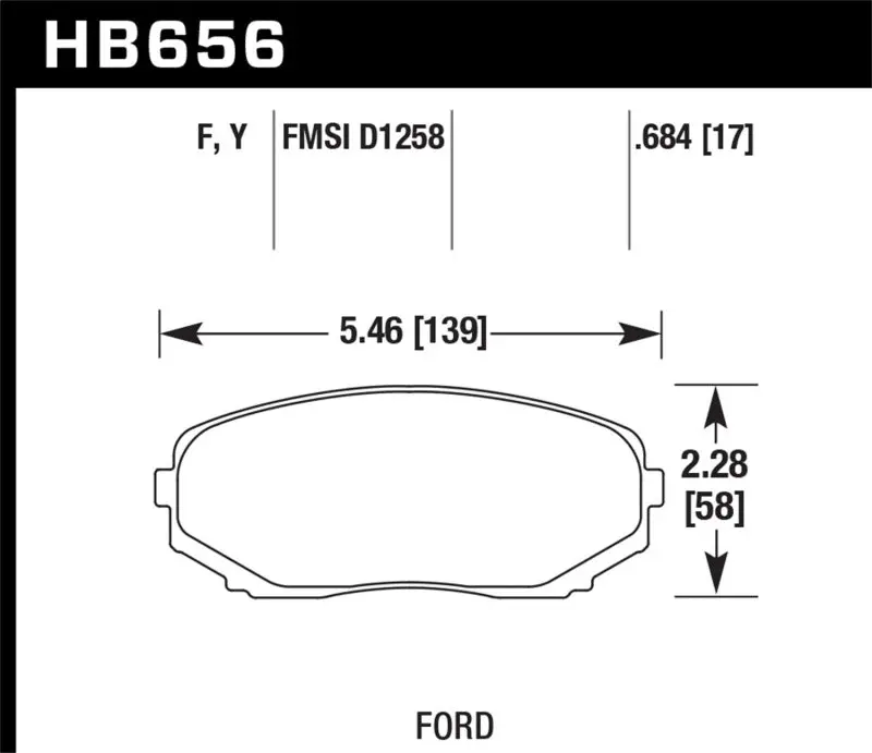 HAWK HAWKHB656F.684 07-10 Ford Edge / 10 Lincoln MKX / 07-10 Mazda CX-7/CX-9 HPS Street Front Brake Pads №2