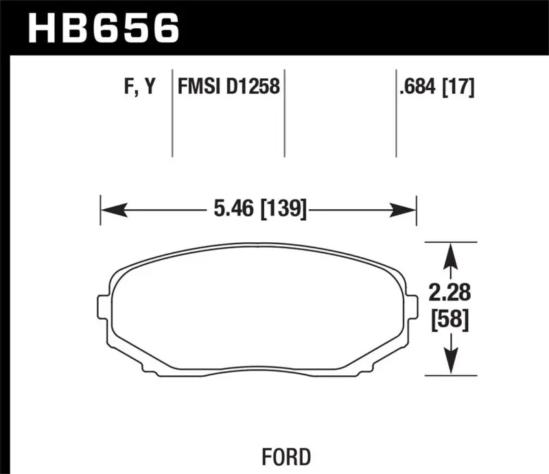 HAWK HAWKHB656F.684 07-10 Ford Edge / 10 Lincoln MKX / 07-10 Mazda CX-7/CX-9 HPS Street Front Brake Pads №3