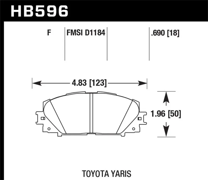 HAWK HAWKHB596B.690 07-16 Toyota Yaris HPS 5.0 Front Brake Pads №1