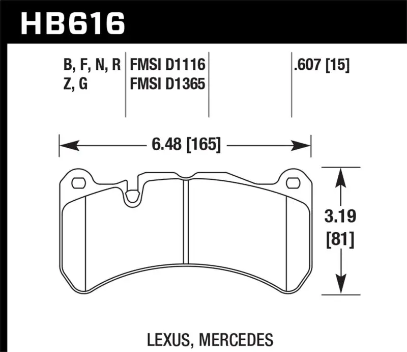 HAWK HAWKHB616N.607 08-09 Lexus IS-F HP+ Street Front Brake Pads