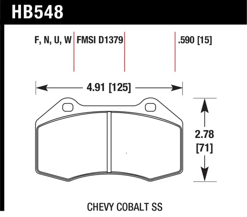 HAWK HAWKHB548B.510 08-10 Chevrolet Cobalt / HHR HPS 5.0 Front Brake Pads