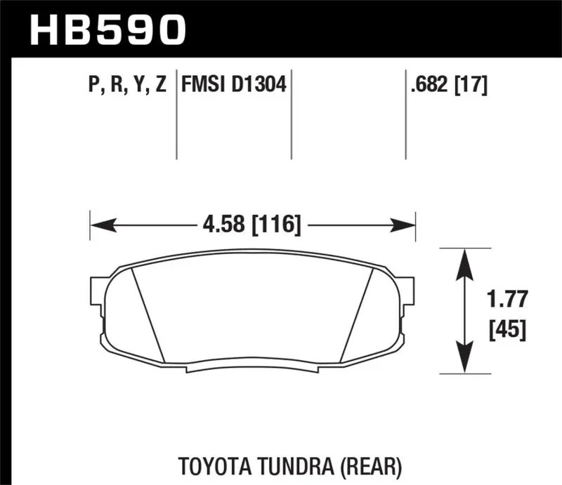 HAWK HAWKHB590P.682 08-10 Toyota Land Cruiser / 07-10 Tundra Super Duty Street Rear Brake Pads №1