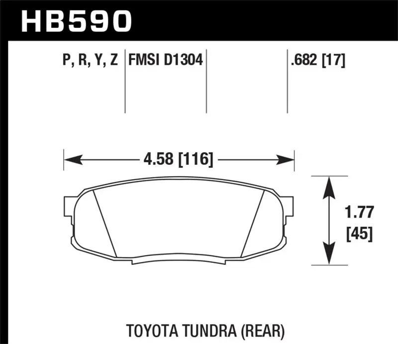 HAWK HAWKHB590P.682 08-10 Toyota Land Cruiser / 07-10 Tundra Super Duty Street Rear Brake Pads №3