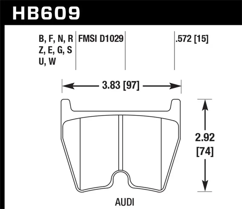 HAWK HAWKHB609B.572 08-11 Audi R8/07-08 RS4/03-04 RS6 / 02-03 VW Phaeton HPS 5.0 Front Race Brake Pads №1