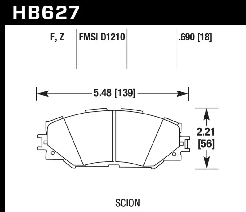 HAWK HAWKHB627F.690 08-11 Scion XB / 08-10 Scion XD / 09-10 Toyota Corolla / 09-10 Matrix / 06-10 Rav4 / 10 Lexus H №1