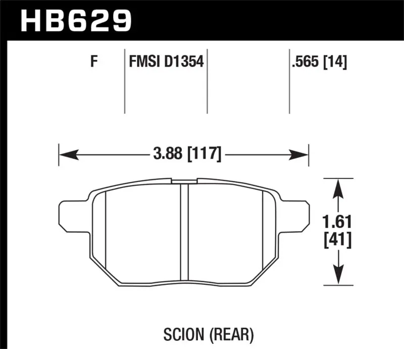 HAWK HAWKHB629F.565 08-11 Scion XB / 09-10 Toyota Corolla / 09-10 Matrix / 10 Prius HPS Street Rear Brake Pads