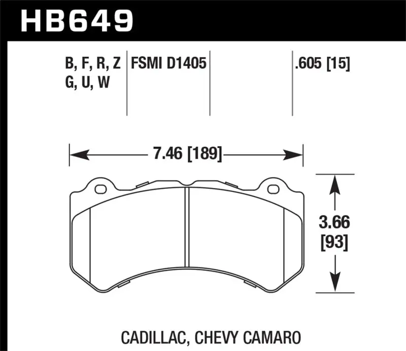 HAWK HAWKHB649W.605 08-12 Cadillac CTS-V / 12 Jeep Grand Cherokee (WK2) SRT8 DTC-30 Front Race Brake Pads