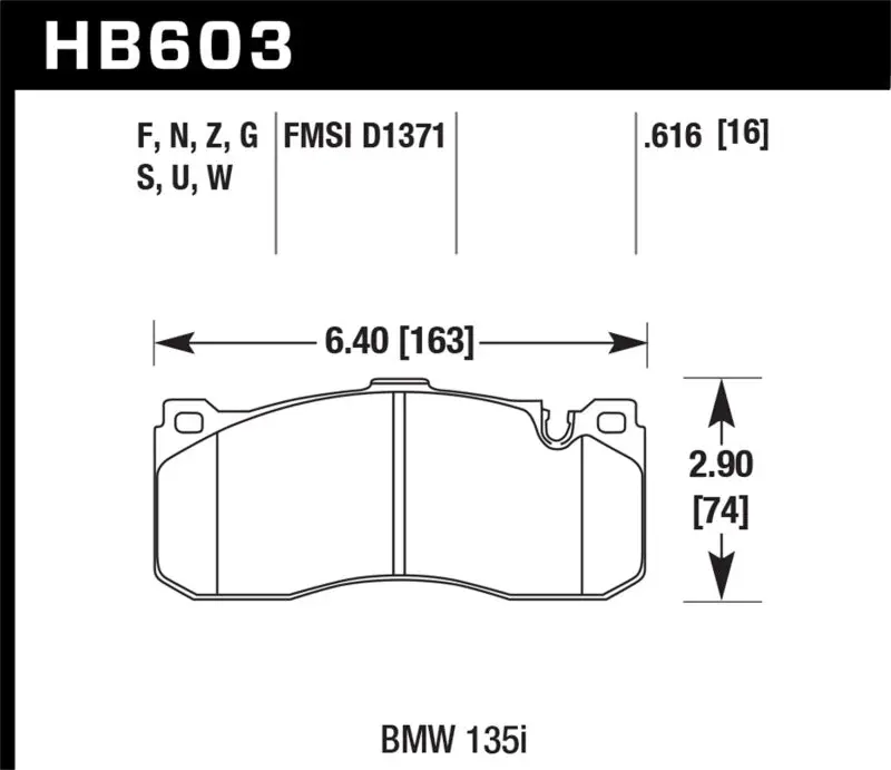 HAWK HAWKHB603B.616 08-13 BMW 1-Series HPS 5.0 Front Brake Pads