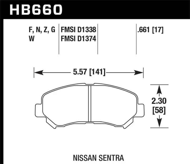 HAWK HAWKHB660F.661 09-10 Nissan Maxima / 08-10 Rogue / 07-09 Sentra SE-R / 10 Sentra SE-R M/T HPS Street Front Br №2