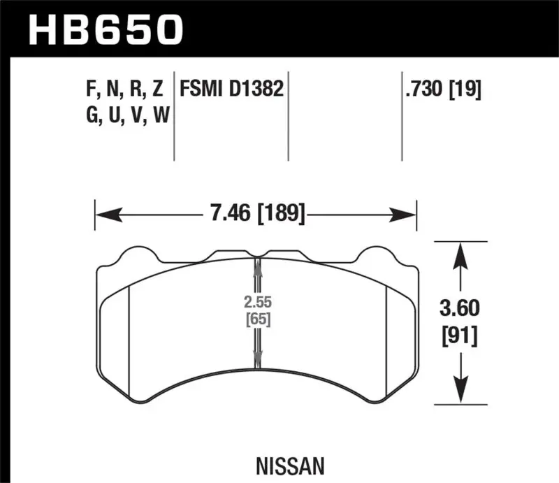 HAWK HAWKHB650G.730 09-11 Nissan GT-R DTC-60 Motorsports Front Brake Pads №1