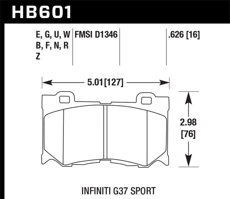 HAWK HAWKHB601F.626 09-12 Infiniti G37 Sport HPS Street Front Brake Pads №1