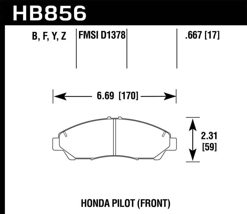 HAWK HAWKHB856Y.667 09-15 Honda Pilot LTS Street Front Brake Pads