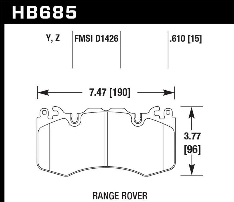 HAWK HAWKHB685Z.610 10-11 Range Rover/Range Rover Sport Supercharged Performance Ceramic Street Front Brake Pads №1