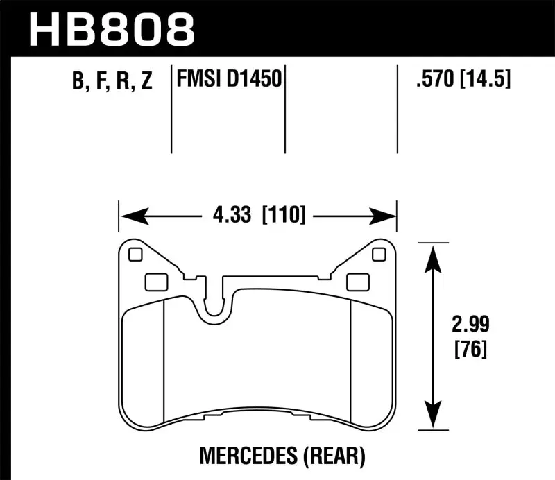 HAWK HAWKHB808Z.570 10-15 Mercedes-Benz E63 AMG / 14-16 Mercedes-Benz E63 AMG S Ceramic Street Rear Brake Pads №2