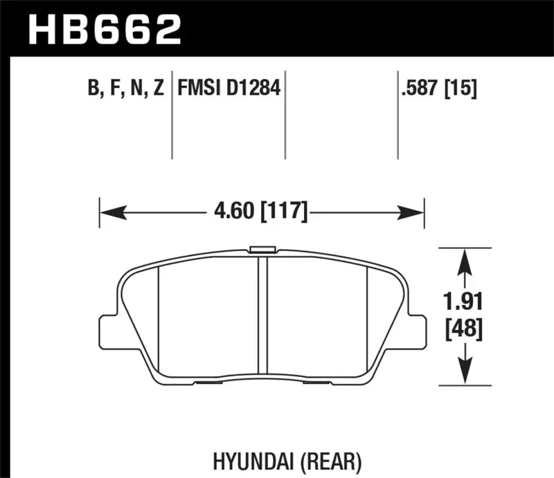 HAWK HAWKHB662N.587 10 Hyundai Genesis Coupe (W/O Brembo Breaks) HP+ Autocross 15mm Rear Brake Pads