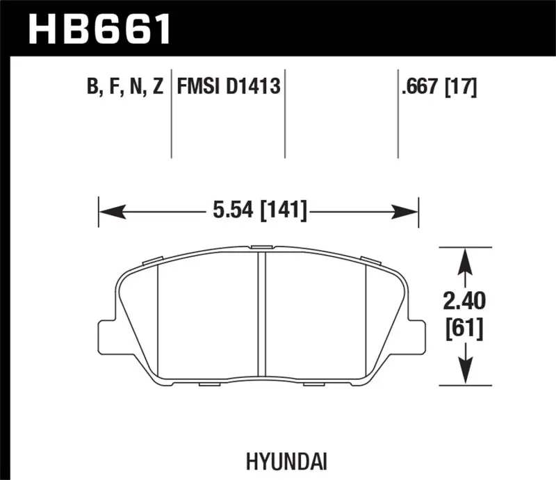 HAWK HAWKHB661N.667 10 Hyundai Genesis Coupe (W/O Brembo Breaks) HP+ Autocross Front Brake Pads