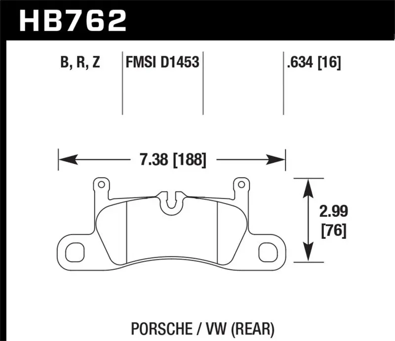 HAWK HAWKHB762Z.634 11-17 Porsche Cayenne / 11-16 VW Touareg Performance Ceramic Street Rear Brake Pads №1