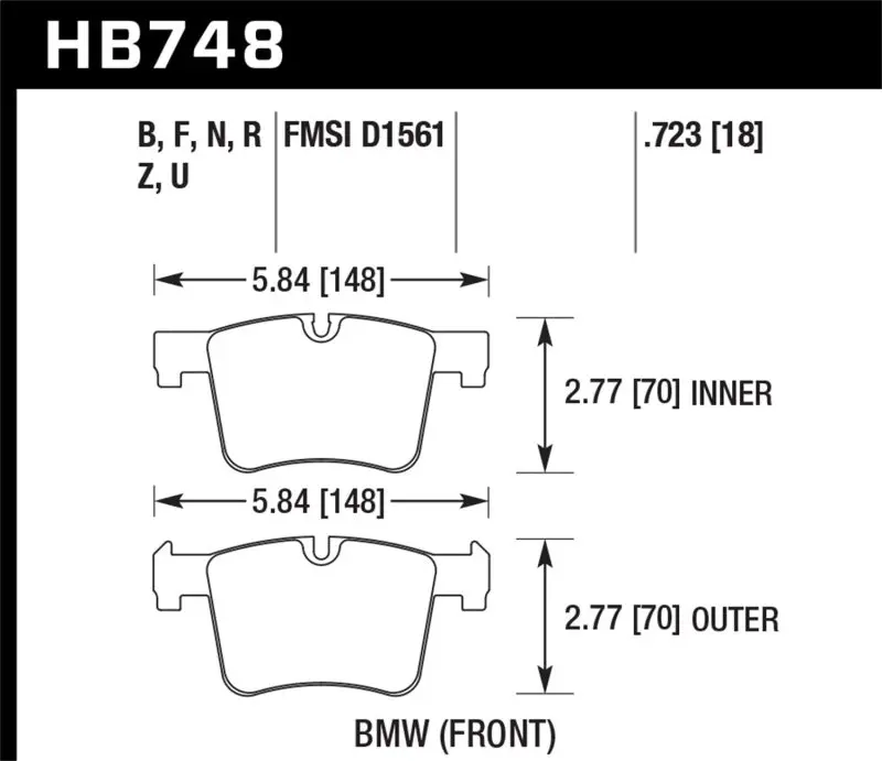 HAWK HAWKHB748N.723 13-14 BMW 328i/328i XDrive / 2014 428i/428i XDrive HP Plus Front Brake Pads