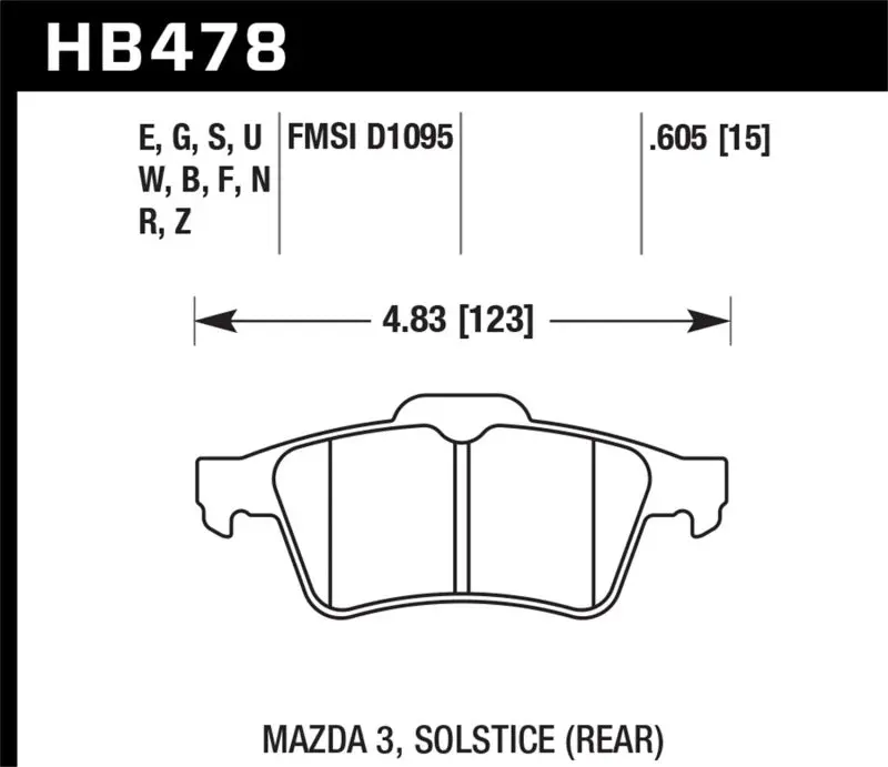 HAWK HAWKHB478W.605 13-14 Ford Focus ST / Mazda/ Volvo DTC-30 Race Rear Brake Pads