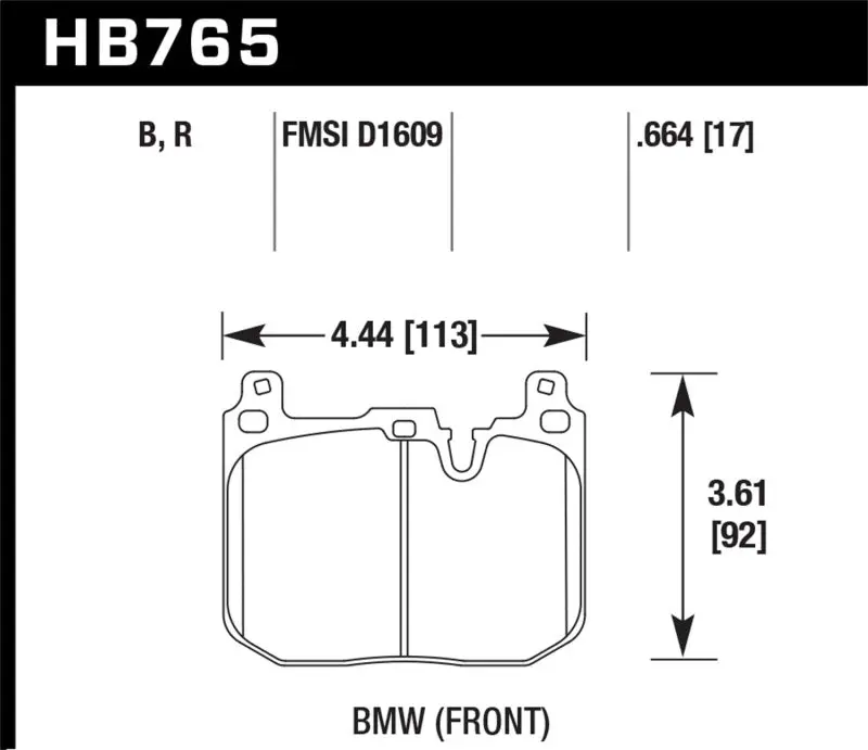 HAWK HAWKHB765U.664 13-16 BMW 328i XDrive DTC-70 Front Race Brake Pads №1