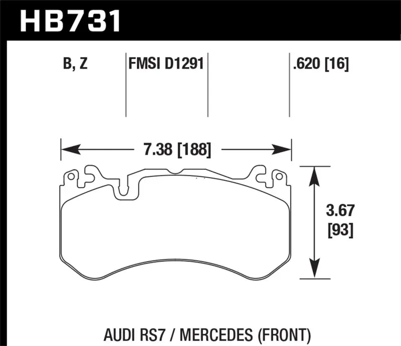 HAWK HAWKHB731Z.620 13-16 Mercedes SL Class / 16-17 Audi RS7 Performance Ceramic Front Brake Pads