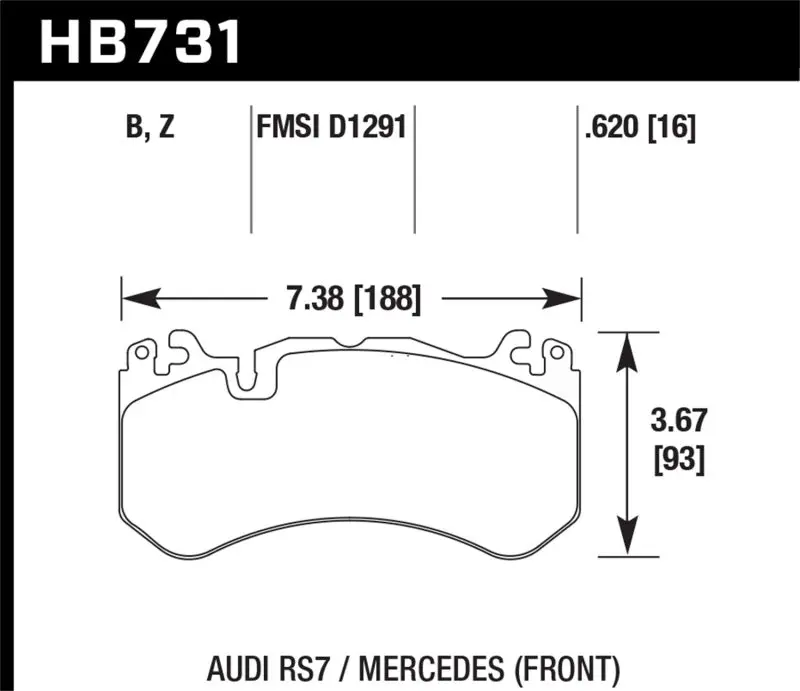 HAWK HAWKHB731Z.620 13-16 Mercedes SL Class / 16-17 Audi RS7 Performance Ceramic Front Brake Pads №3