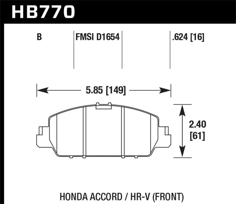 HAWK HAWKHB770B.624 13-17 Honda Accord HPS 5.0 Front Brake Pads №1